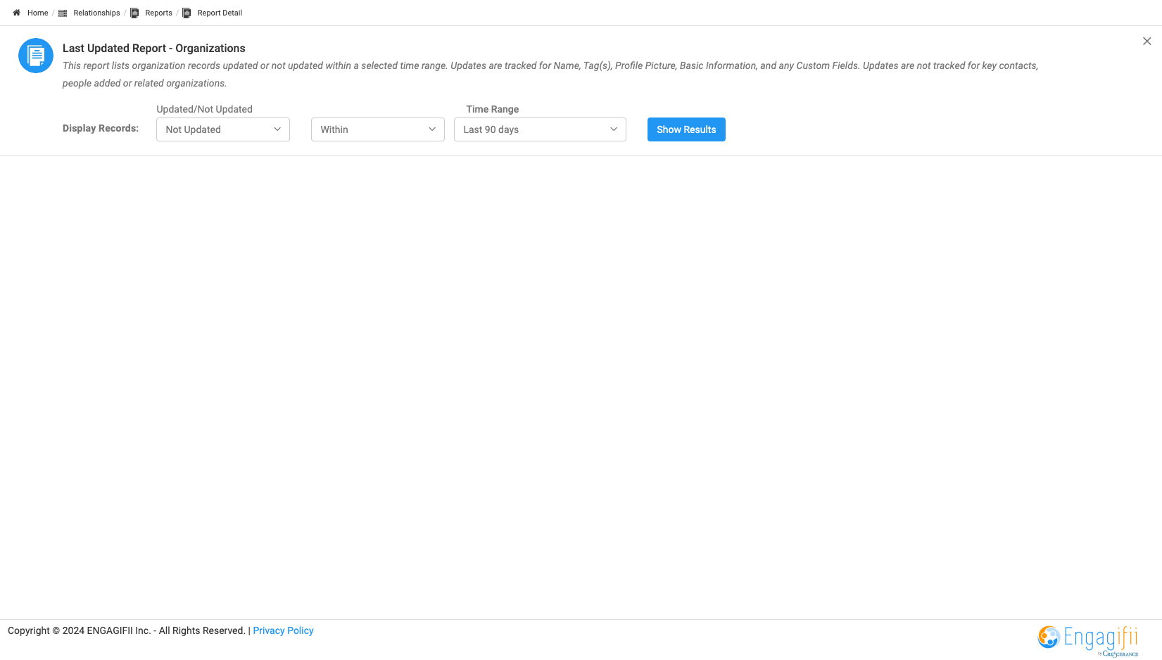 Click on Show Results when finished making selections