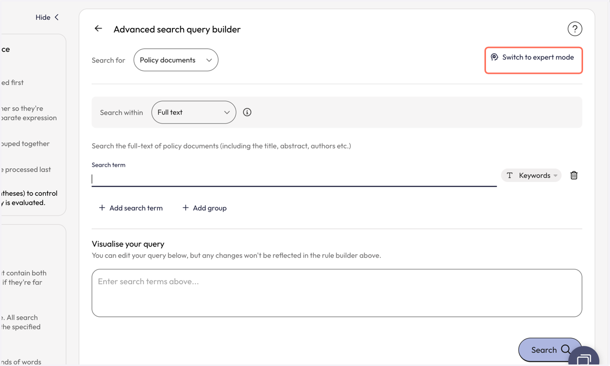 Click on Advanced search query builder