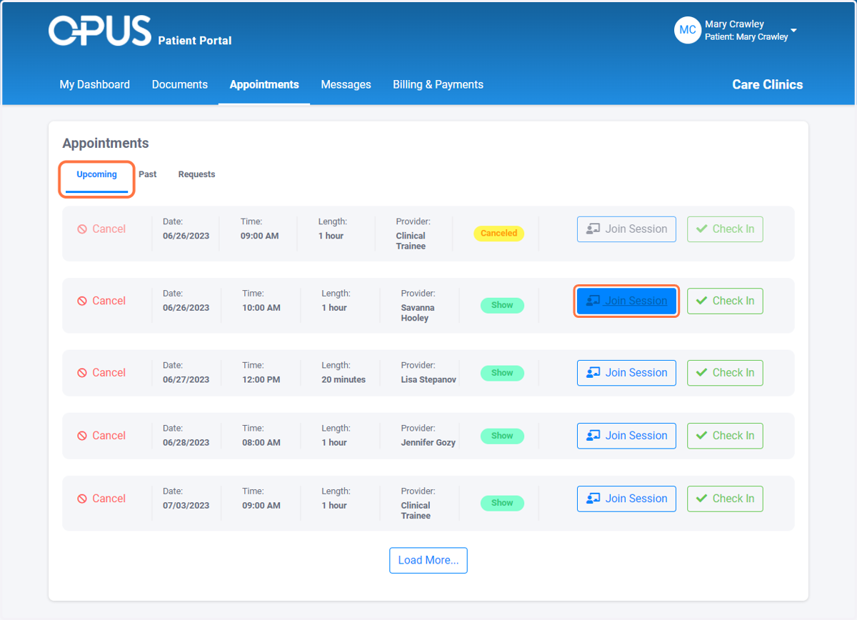 Make sure you are in the Upcoming section and Click on Join Session