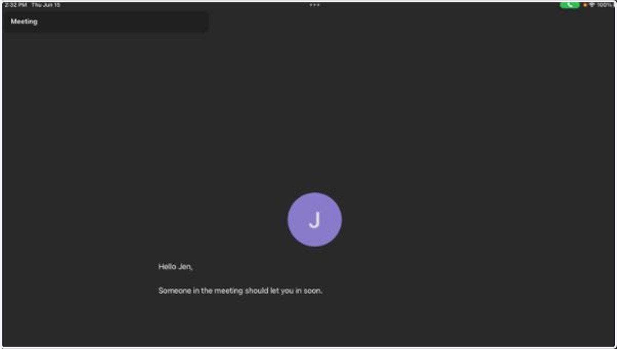 Your provider will let you into the meeting once you've joined!
