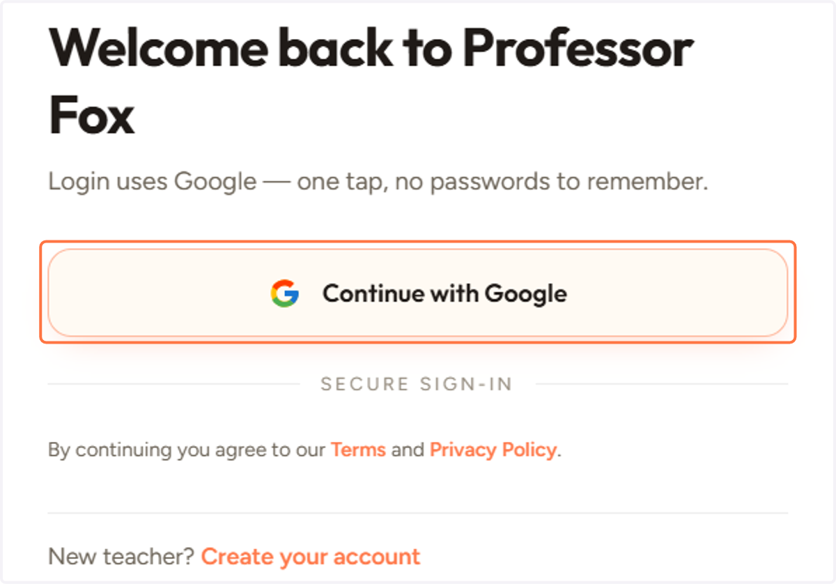 Click on Continue with Google