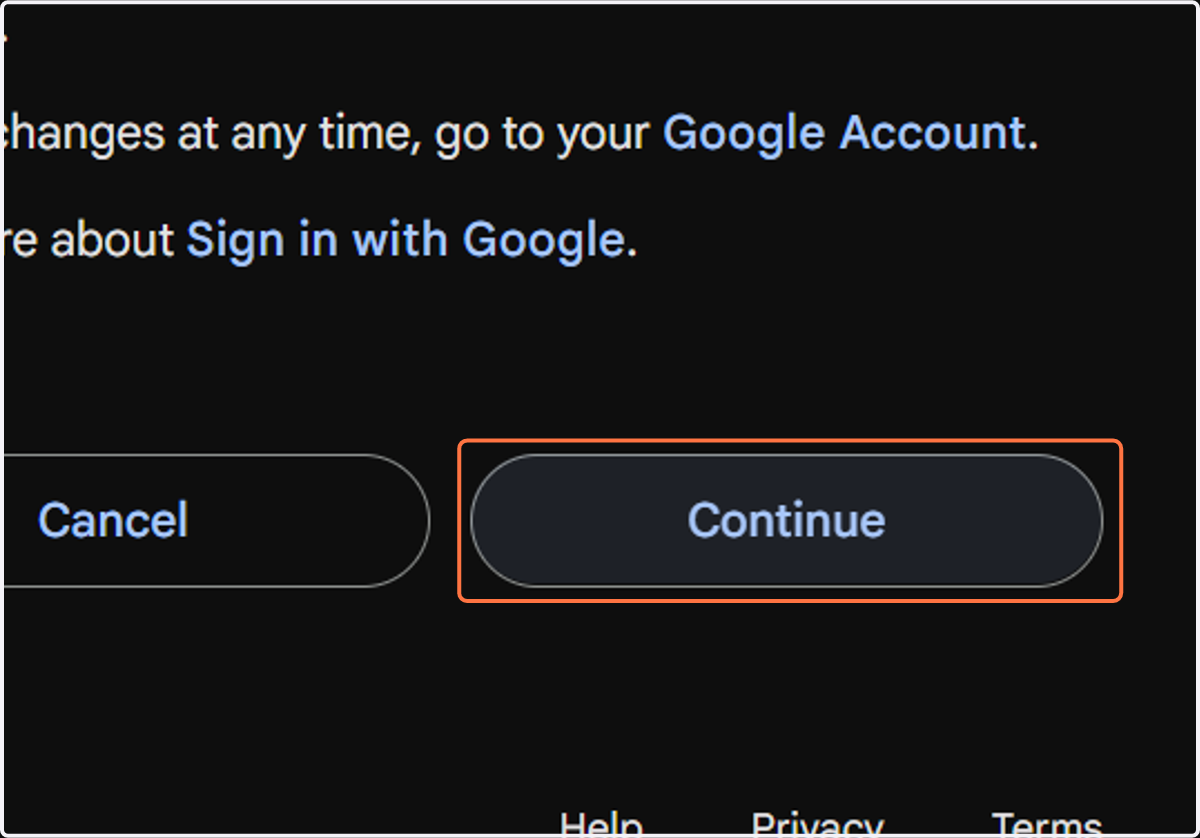 Click on Continue