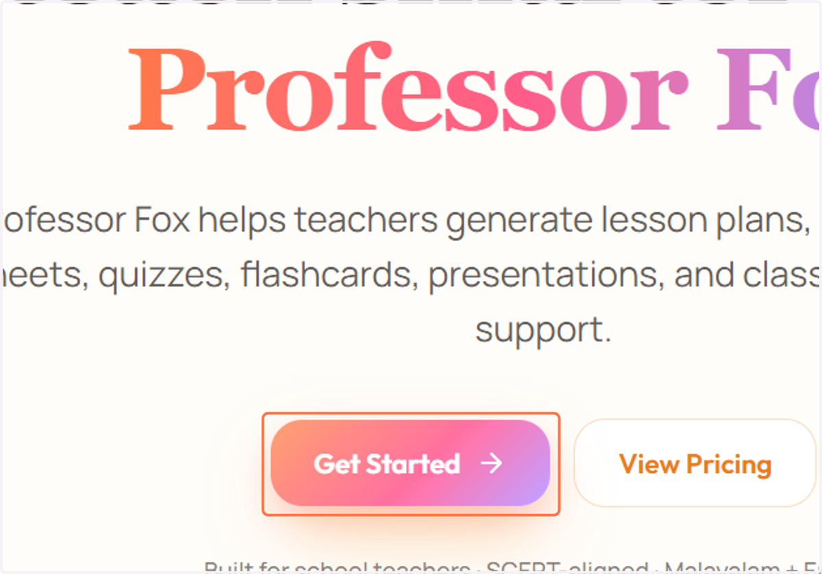 Click on "Get Started" to create an account.