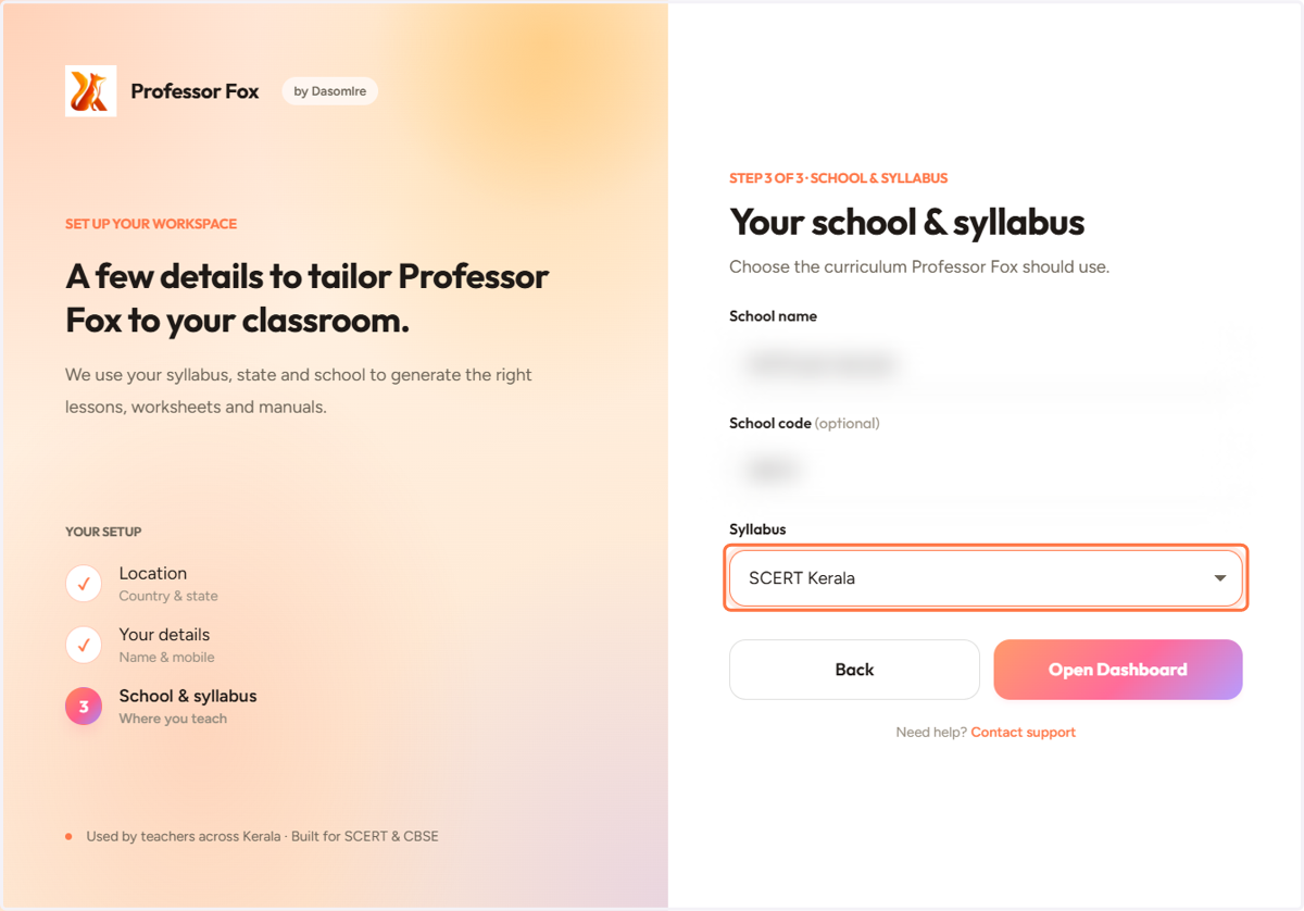 Select your Syllabus