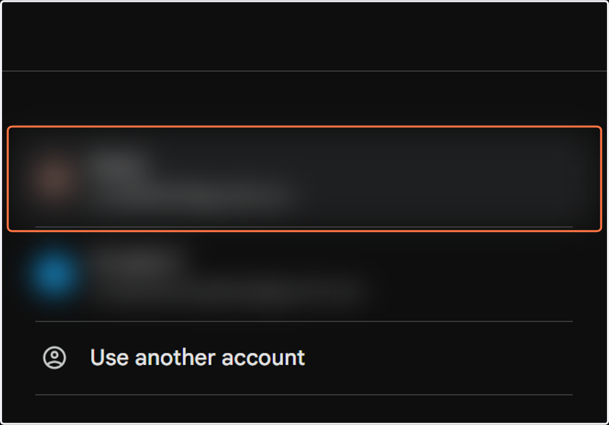 Select your Google account.