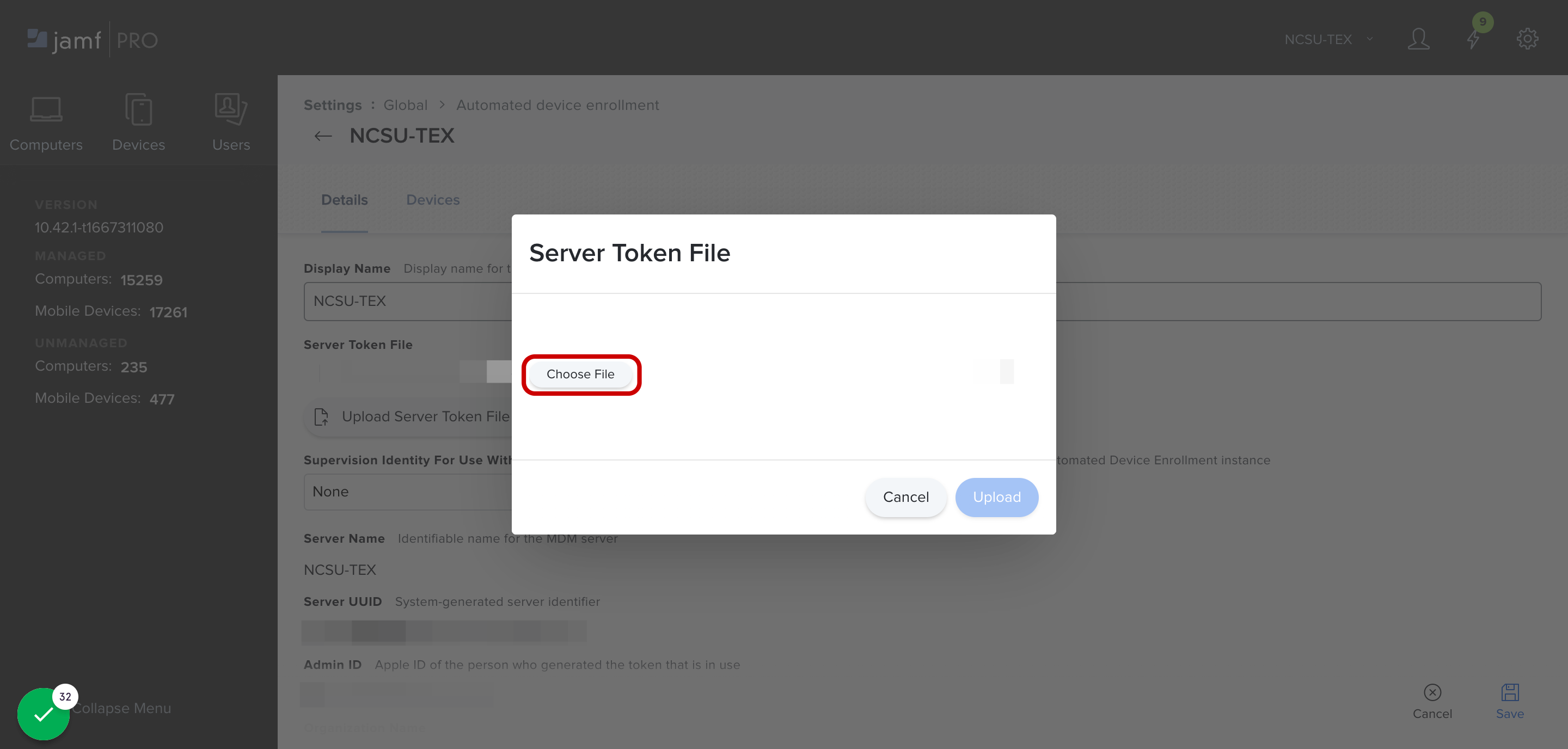 Click on Choose File…