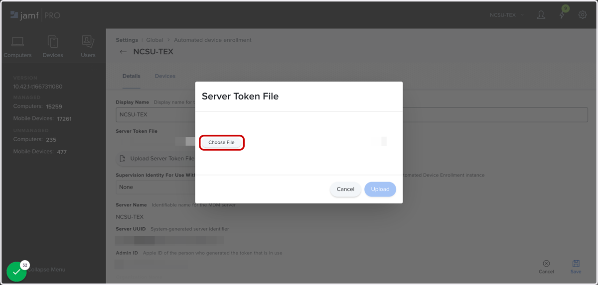 Click on Choose File…