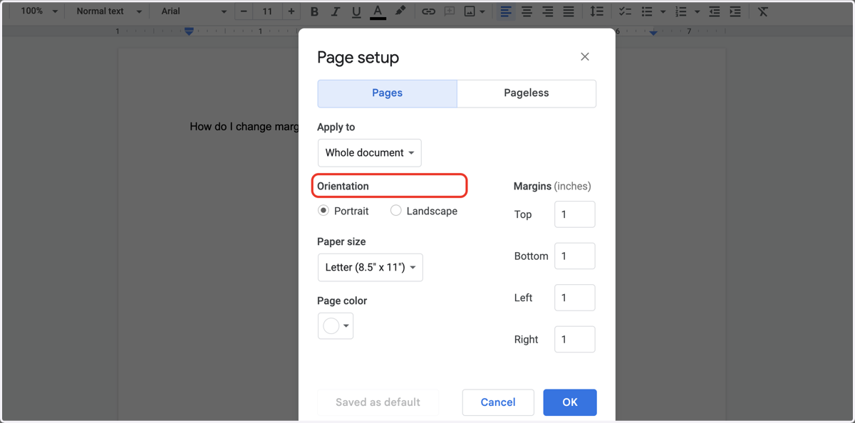 You can also change the page orientation of the doc