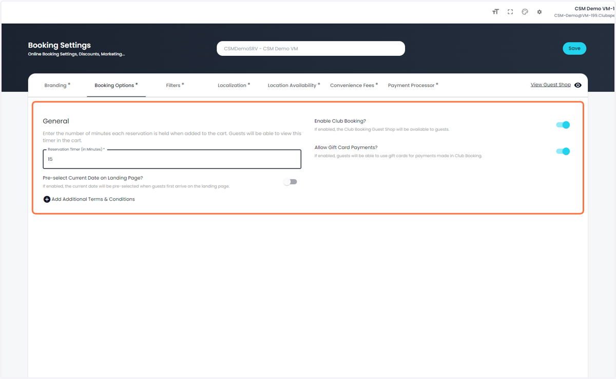 Update your booking options