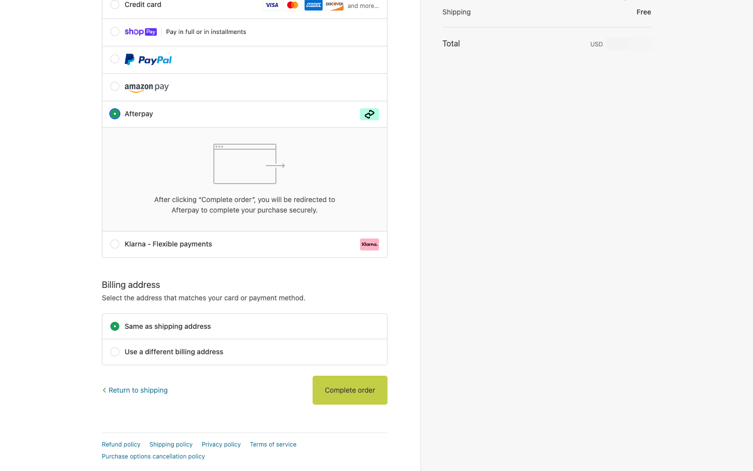 Click on Complete order