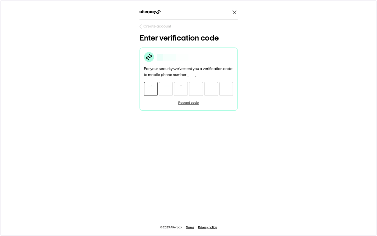 Enter the verification code that was sent to your phone