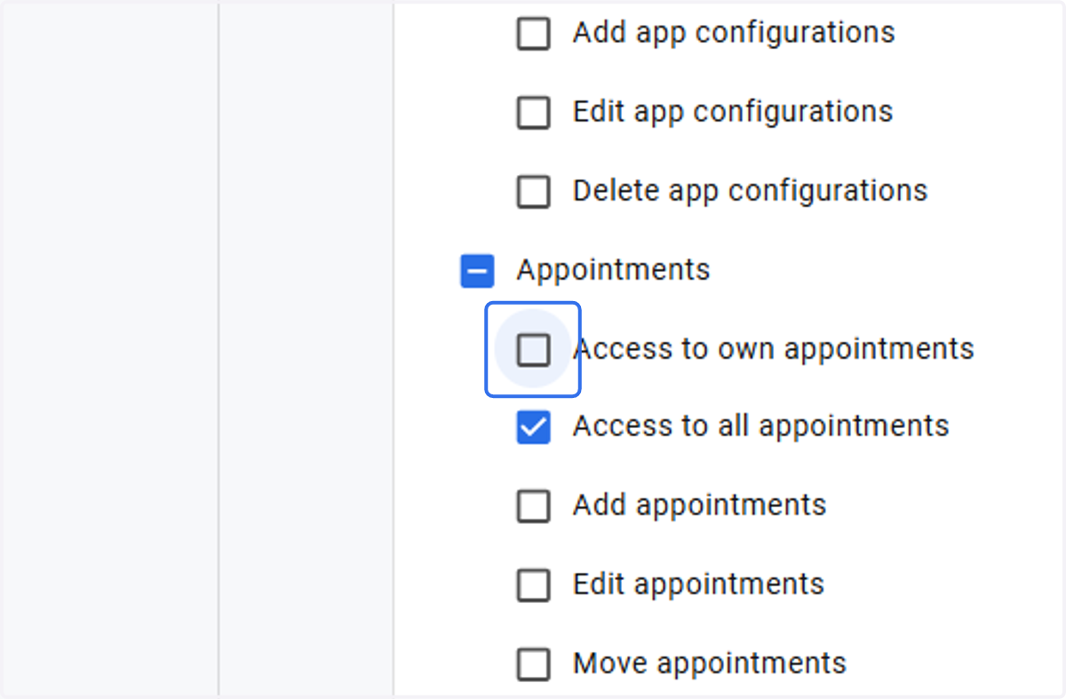 Check the specific permissions you would like to assign to this group