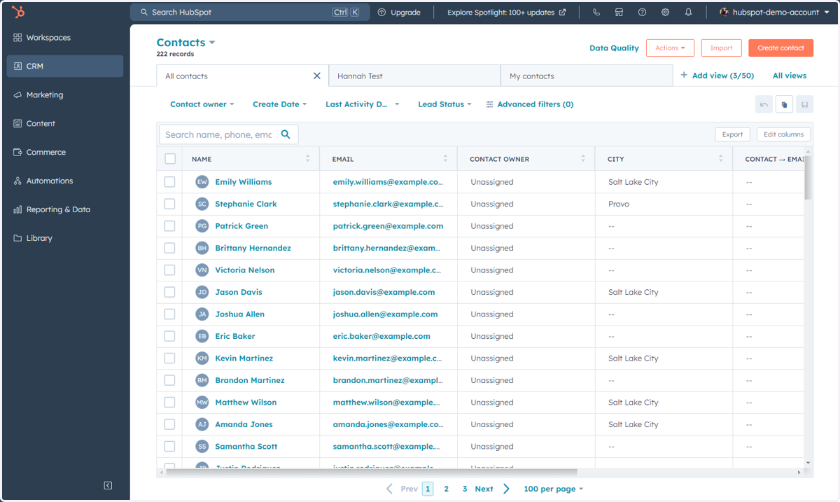 This is where you can access all of the Contacts in the database