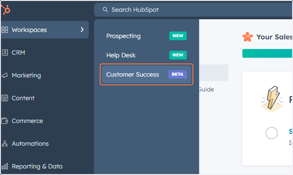 Click on Customer Success…