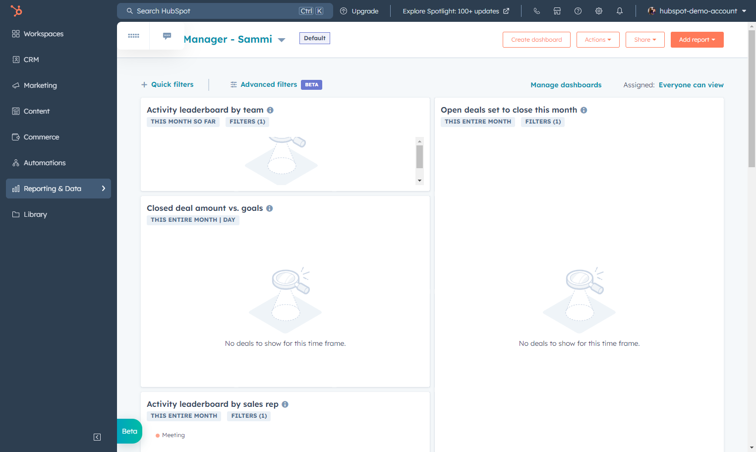 Click on Reporting & Data