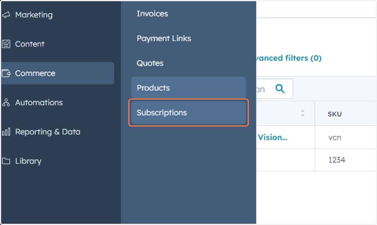 Click on Subscriptions