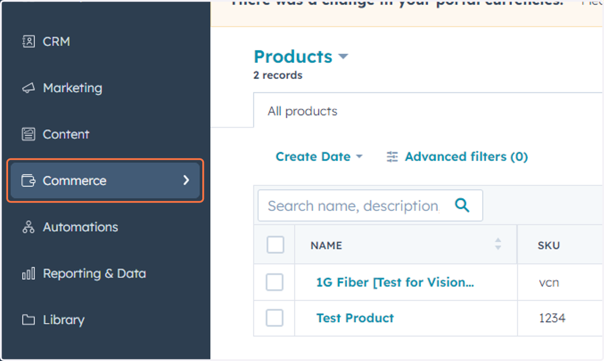 Click on Commerce