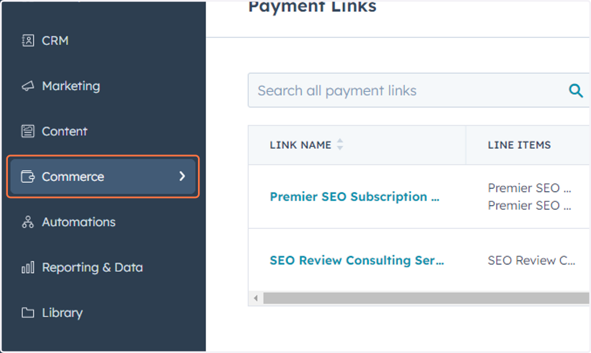 Click on Commerce