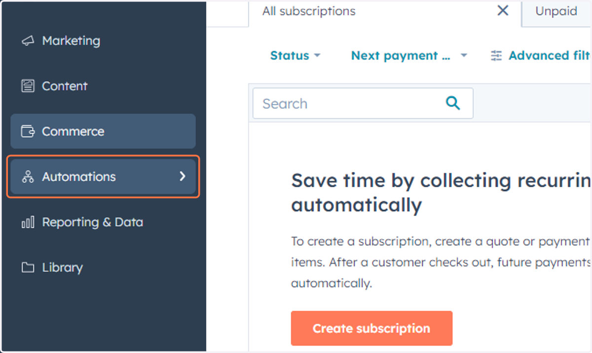 Click on Automations