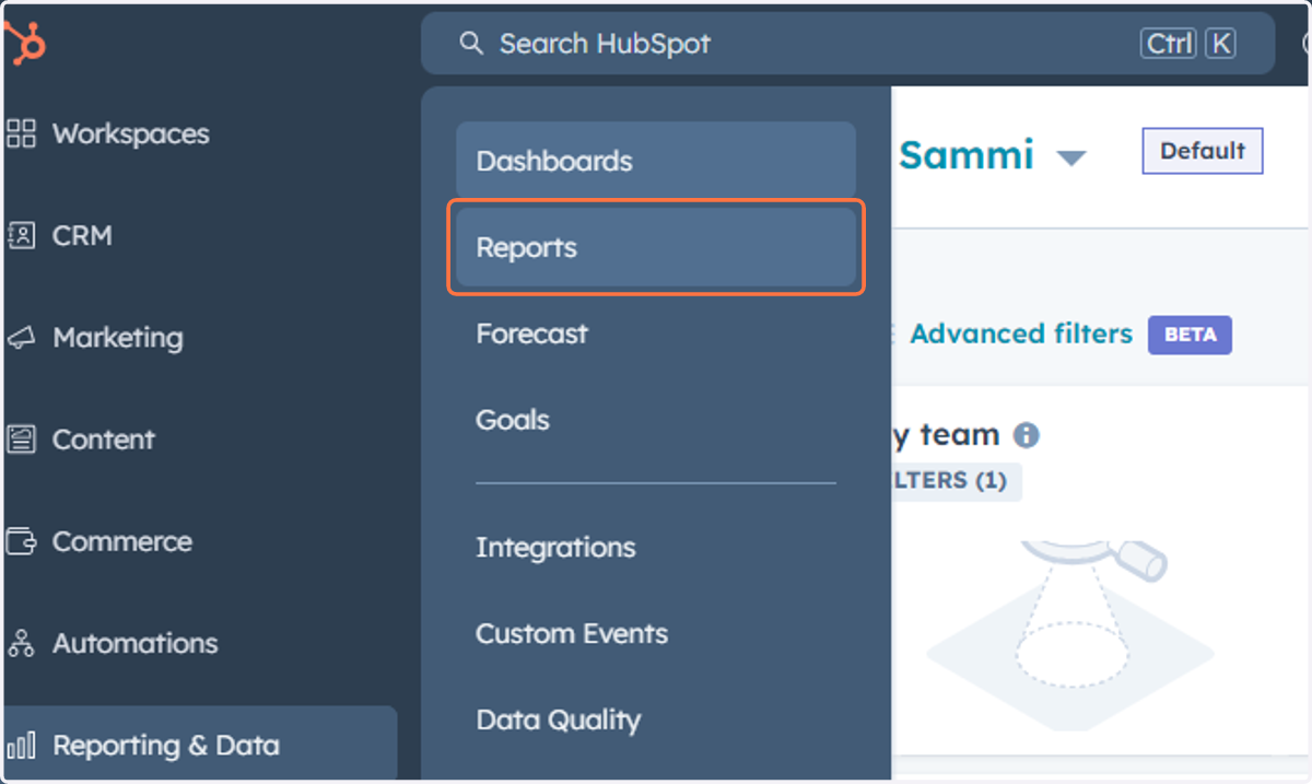 Click on Reports