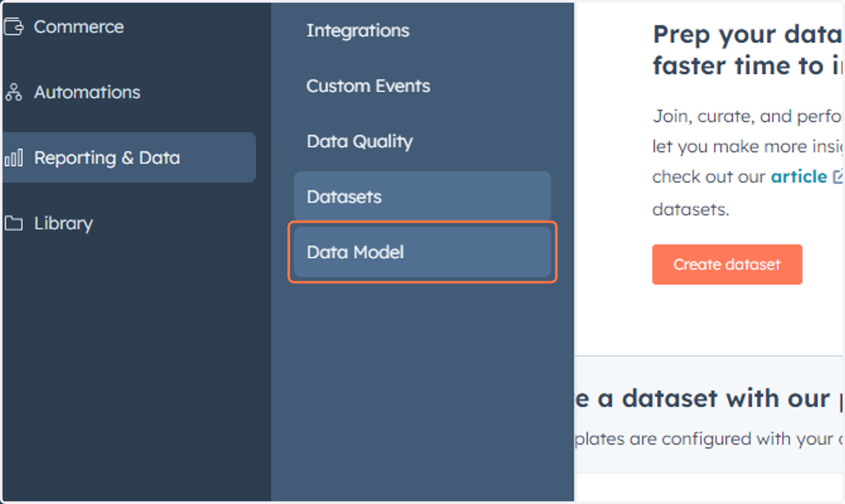 Click on Data Model