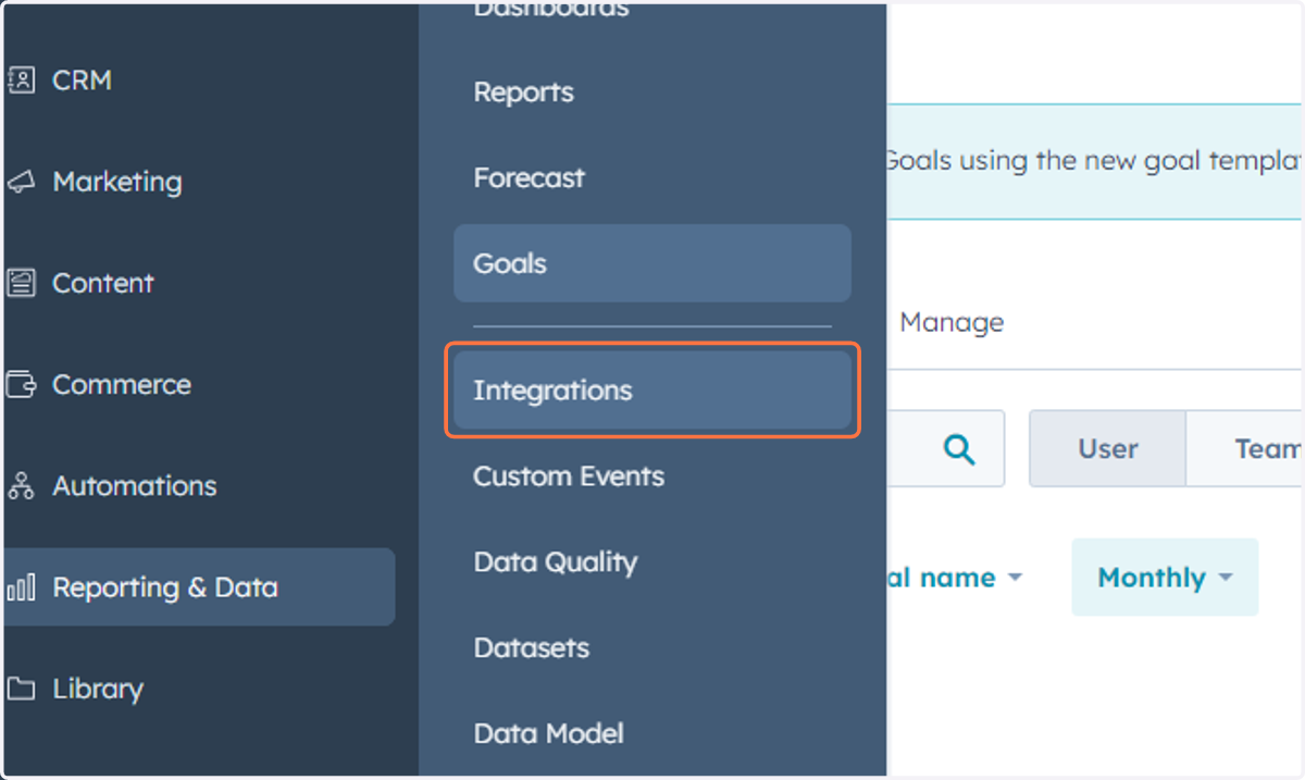 Click on Integrations