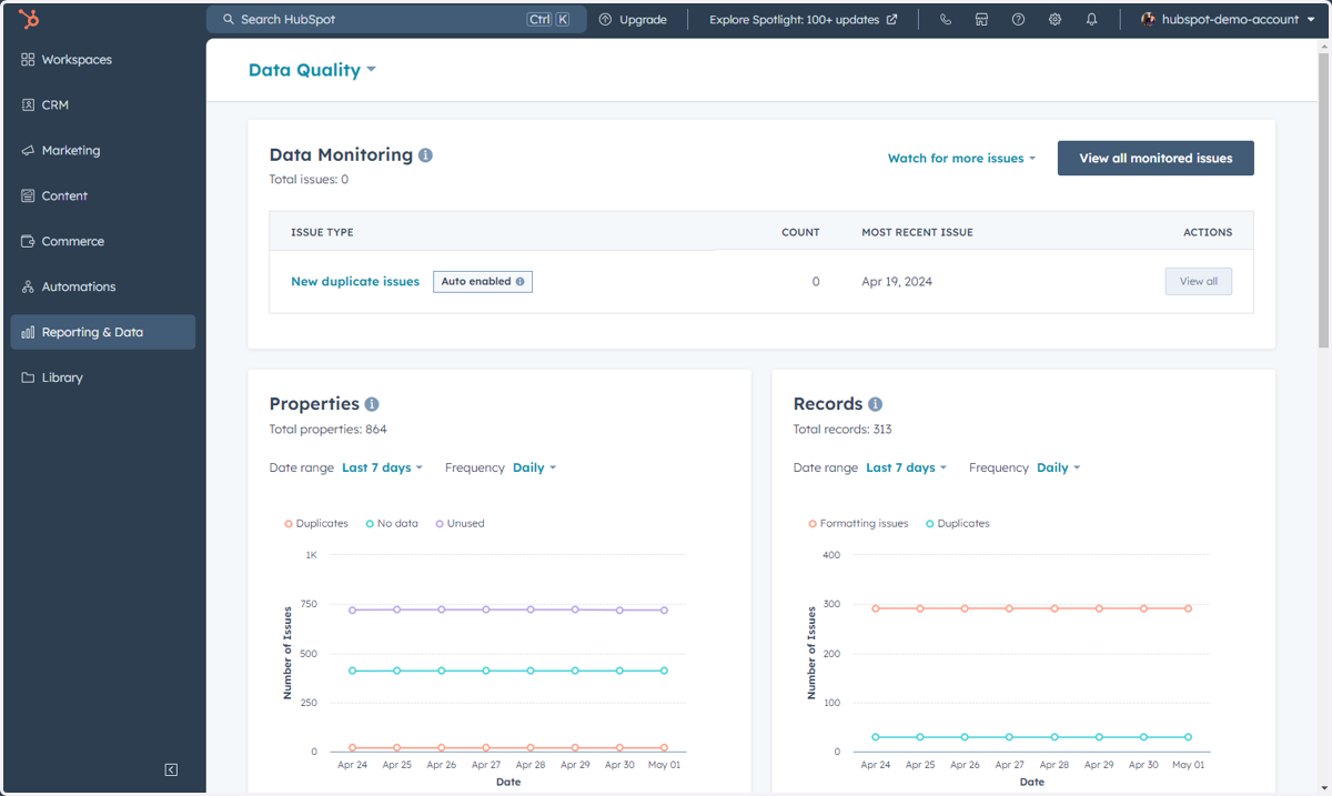 This is where you can access the Data Quality command center