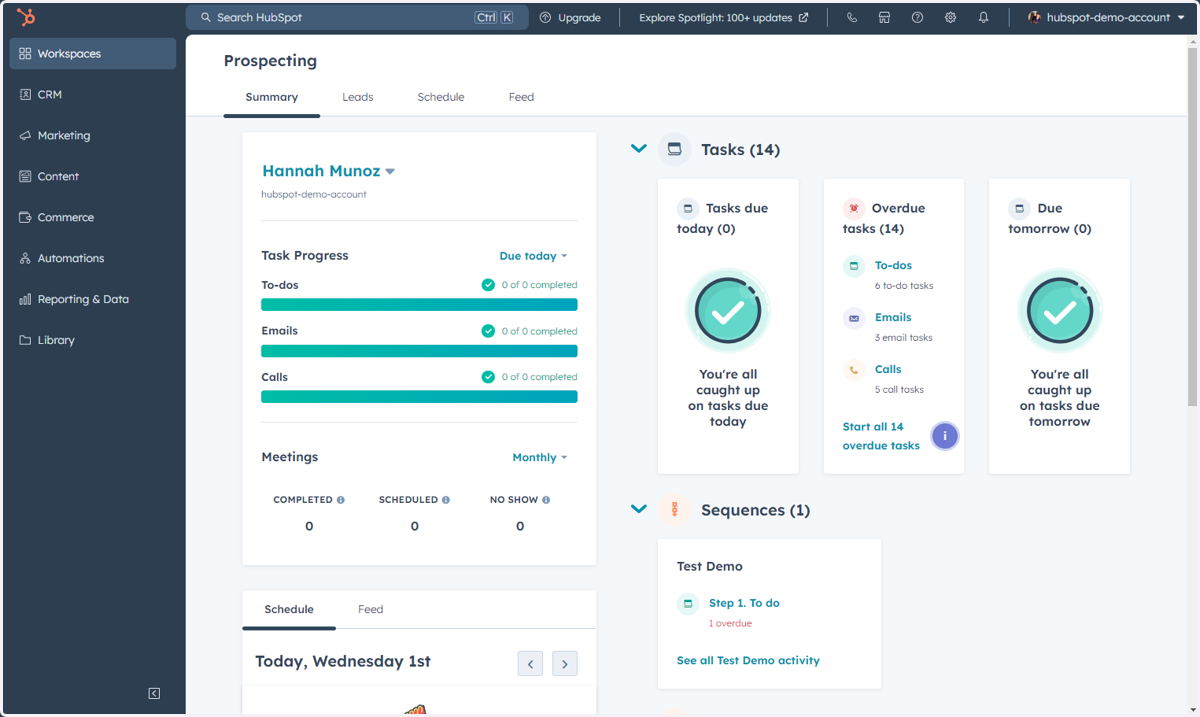 This is where you can access the Prospecting workspace