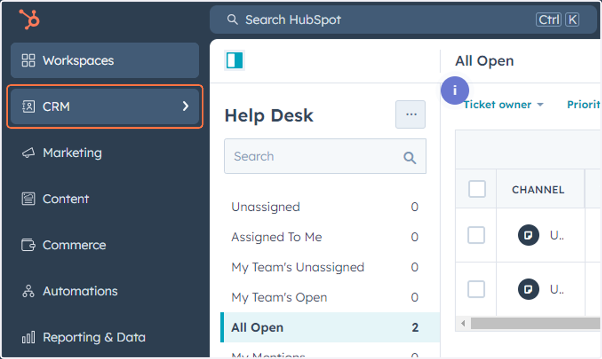 Click on CRM