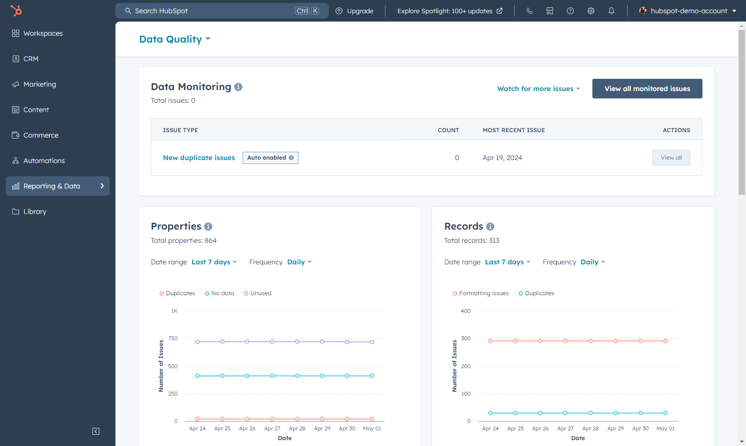 Click on Reporting & Data