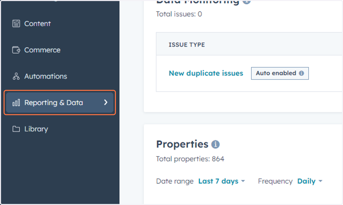 Click on Reporting & Data