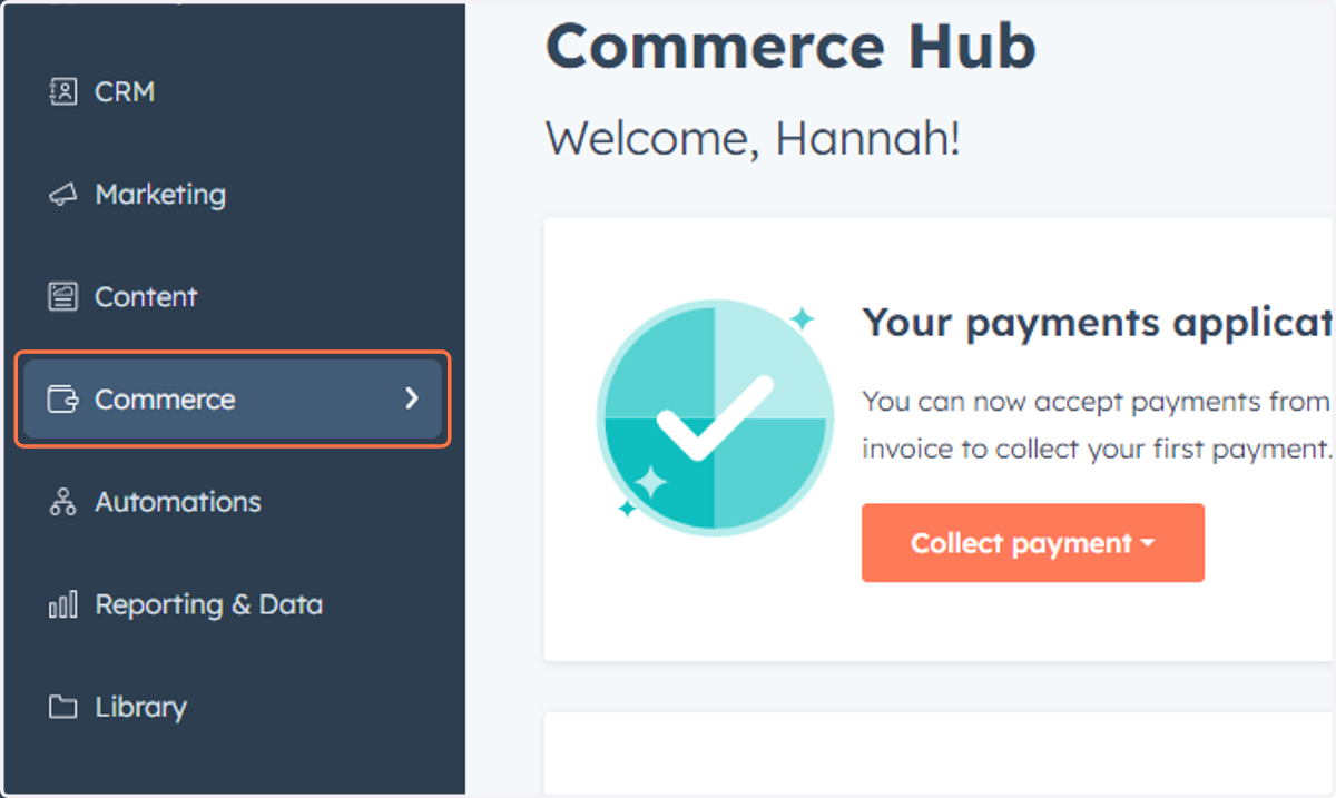 Click on Commerce