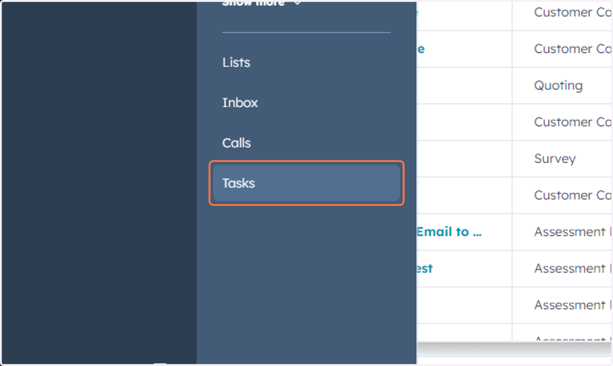 Click on Tasks