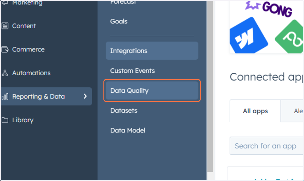 Click on Data Quality