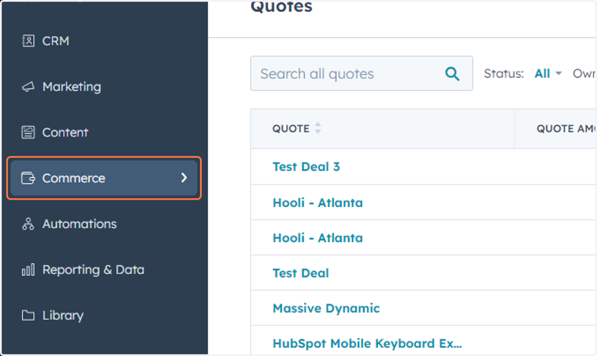 Click on Commerce