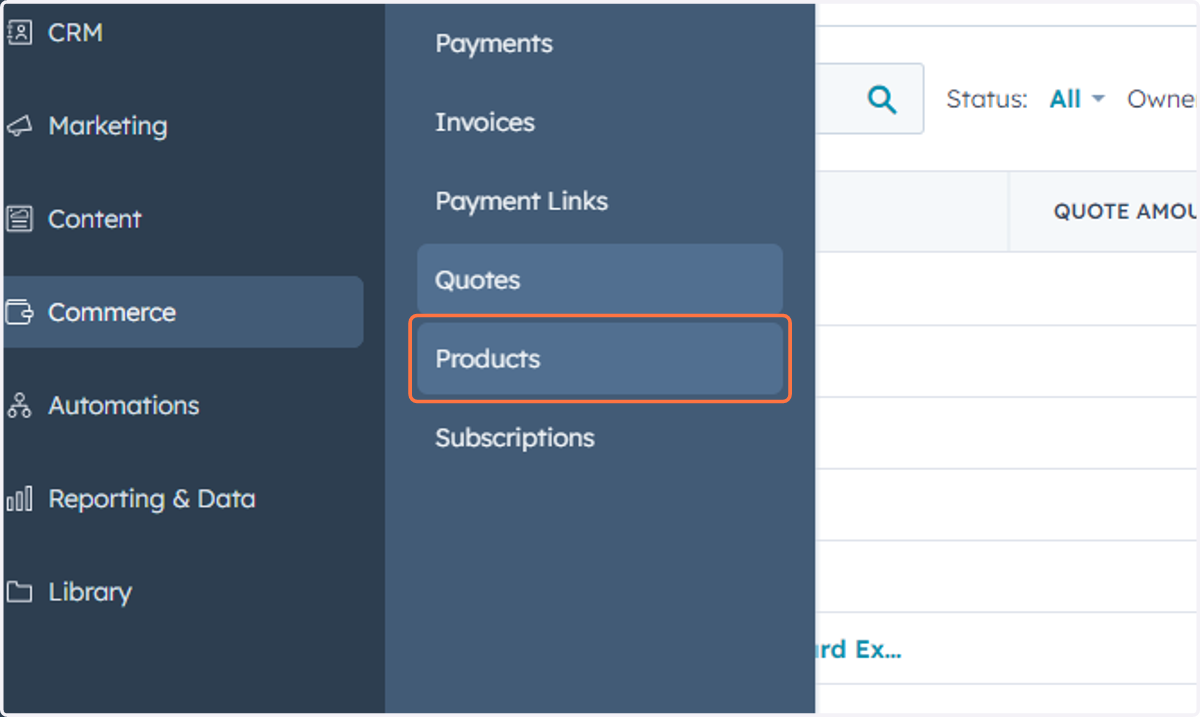 Click on Products