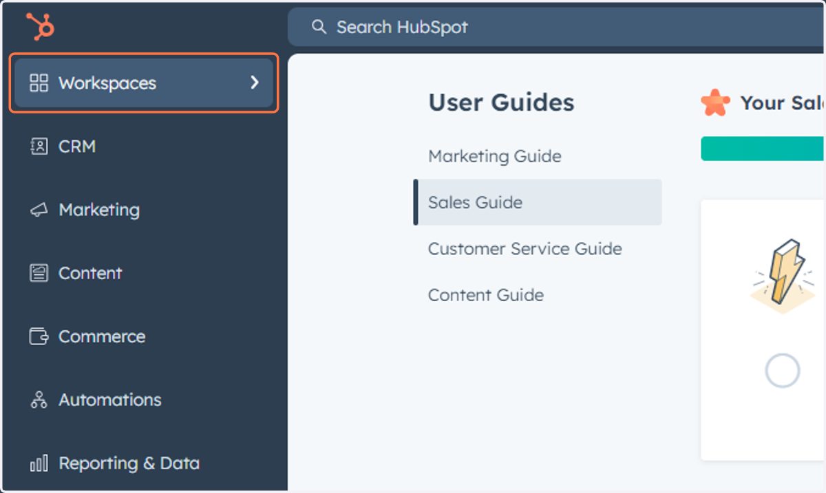 Click on Workspaces