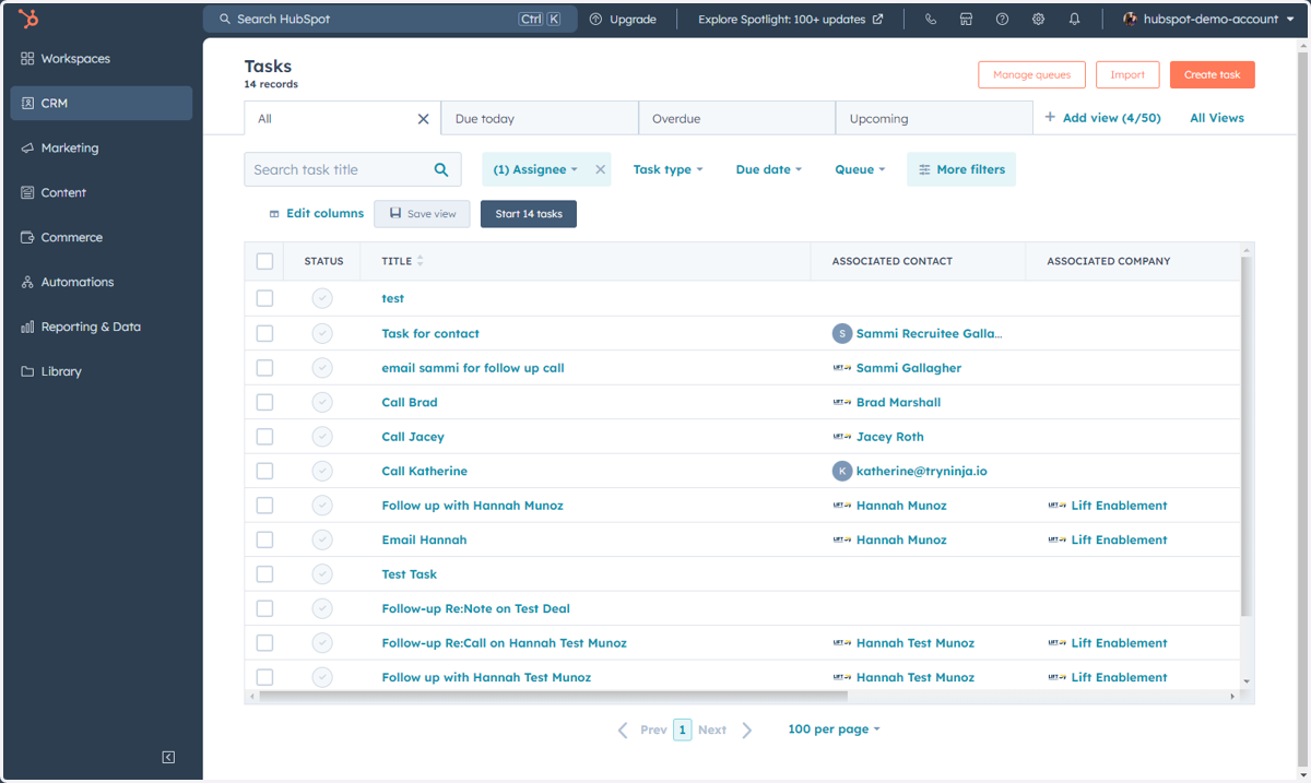 This is where you can access, manage and create Tasks