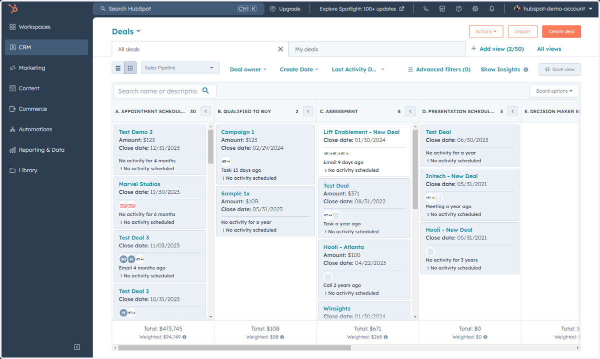 This is where you can access, manage and create Deals in the database