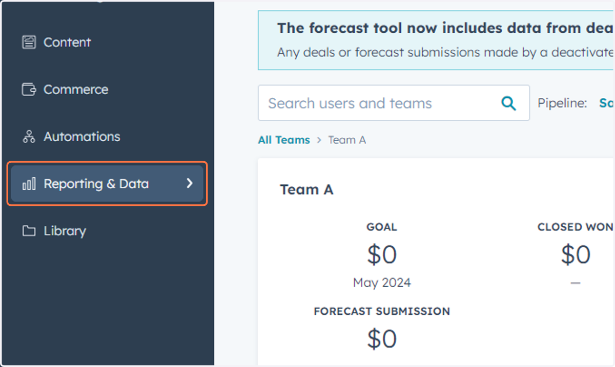 Click on Reporting & Data
