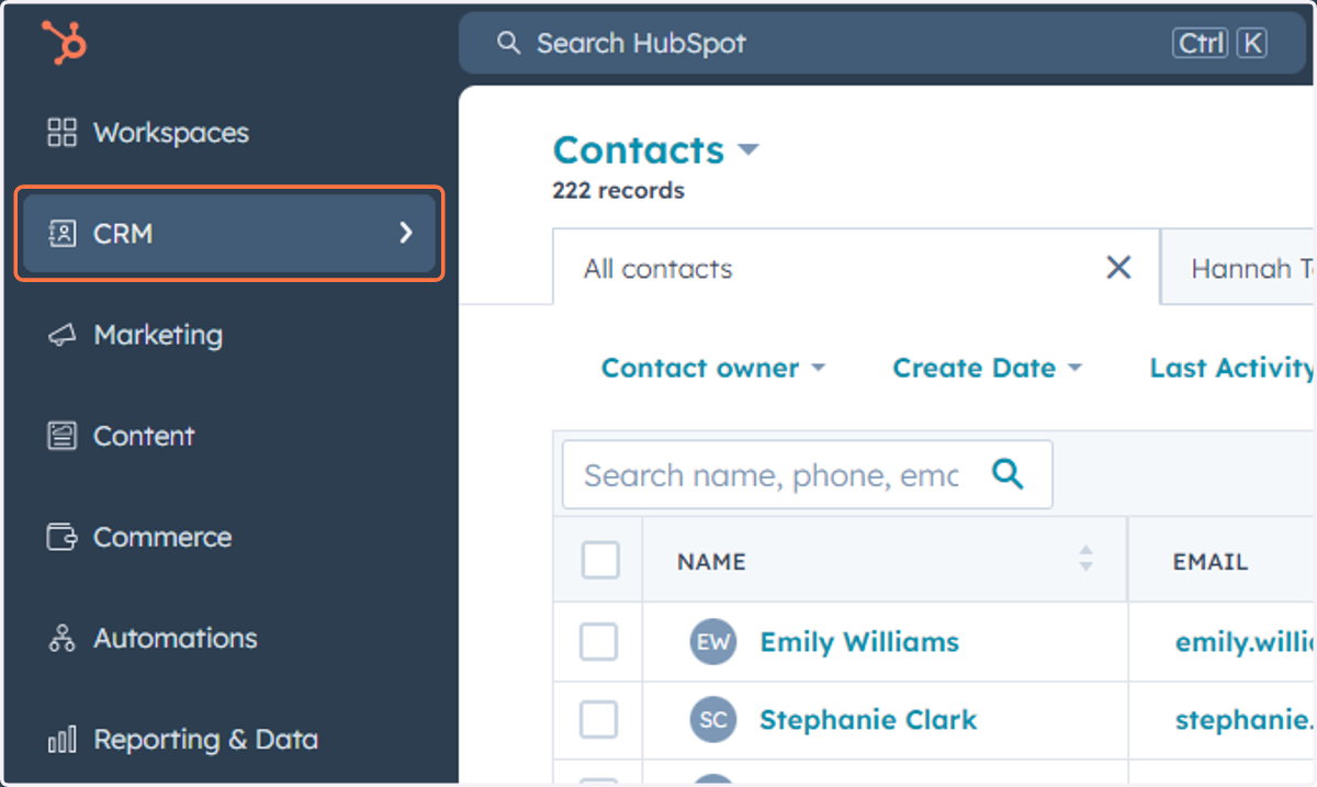 Click on CRM
