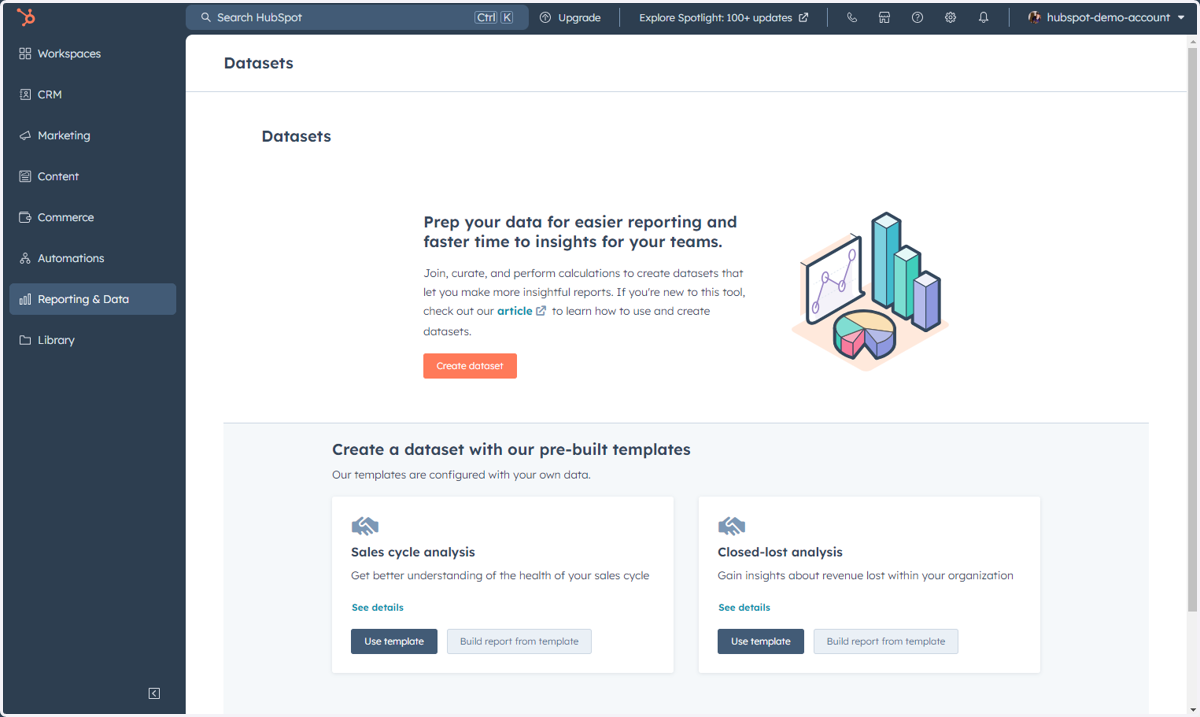 This is where you can access, manage and create Datasets