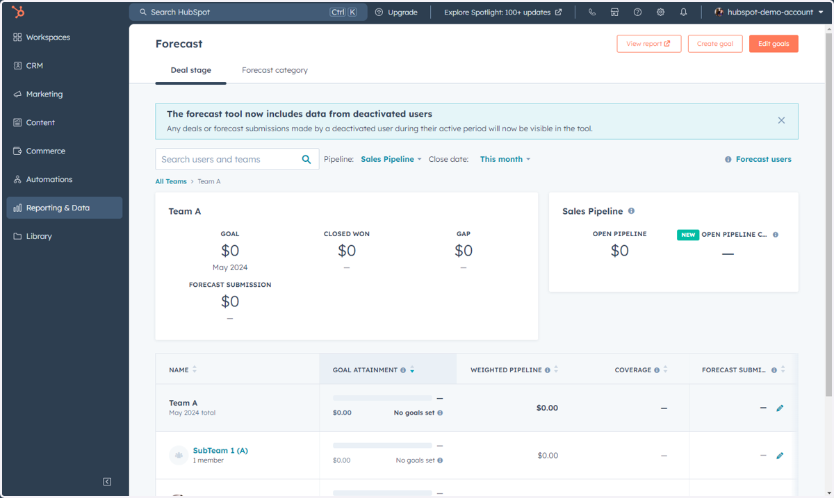 This is where you can access and monitor your Forecast along with create and edit your goals