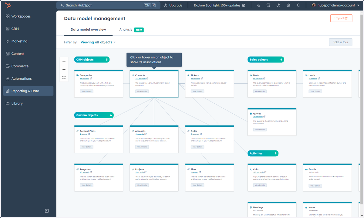 This is where you can access and manage your Data Model