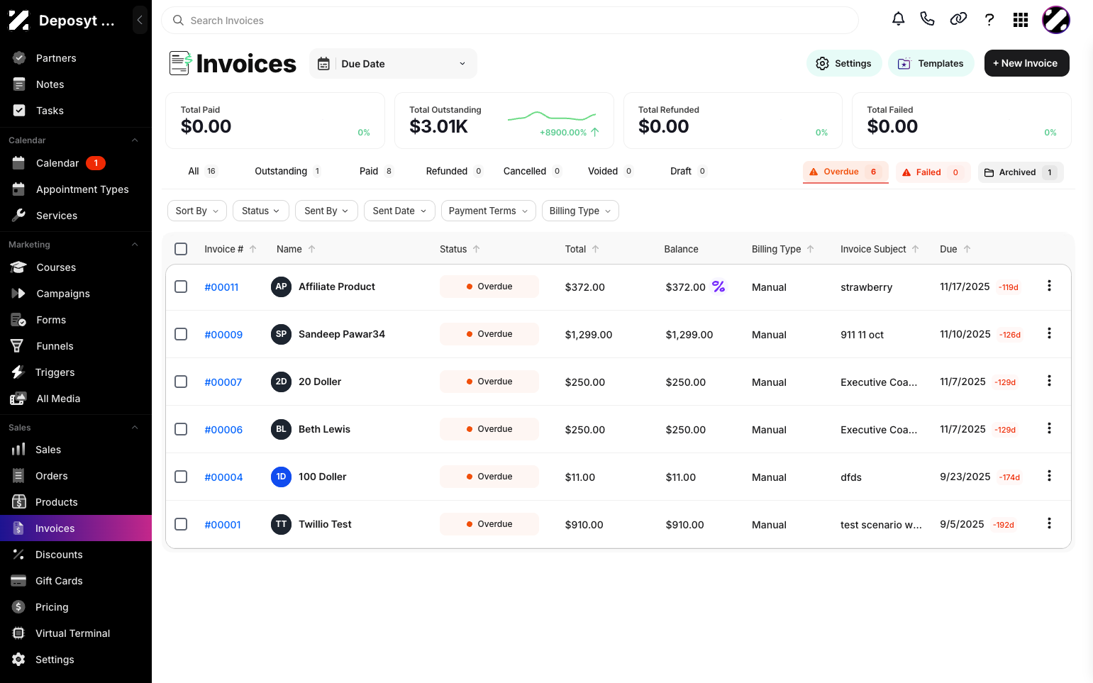 Step 4: Your view will now display all Overdue Invoices.