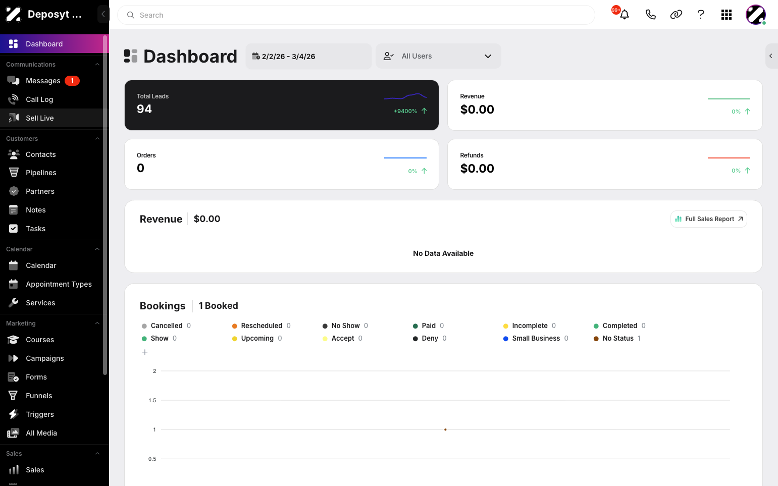 Step 1: On your Dashboard, navigate to the Sell Live tab under the Communications section.