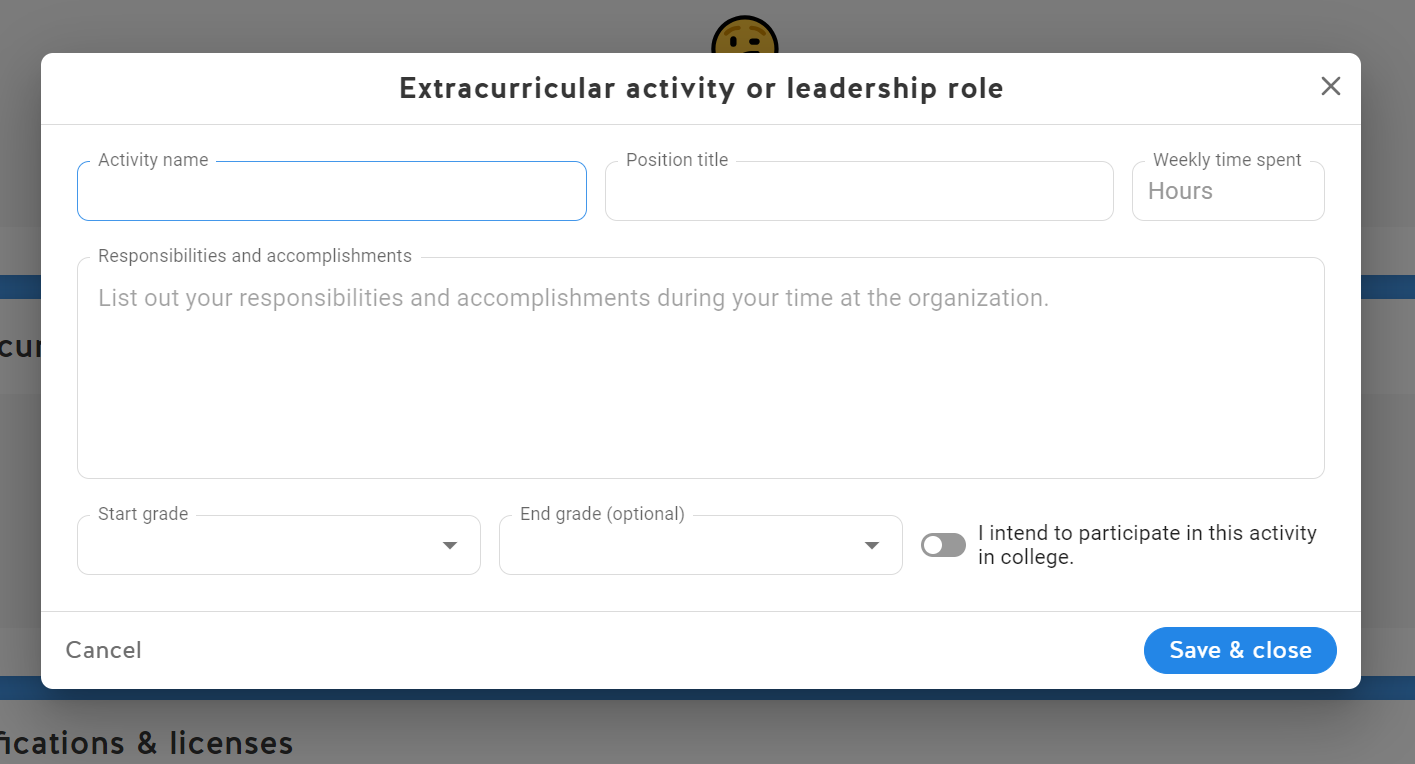 Add the type of activity