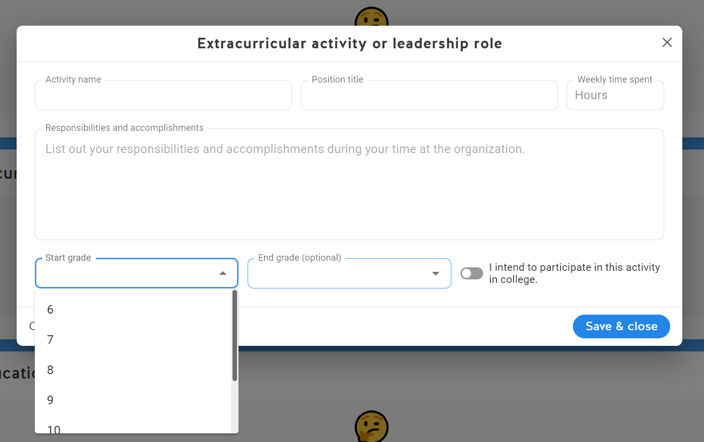 Add end grade (optional)
