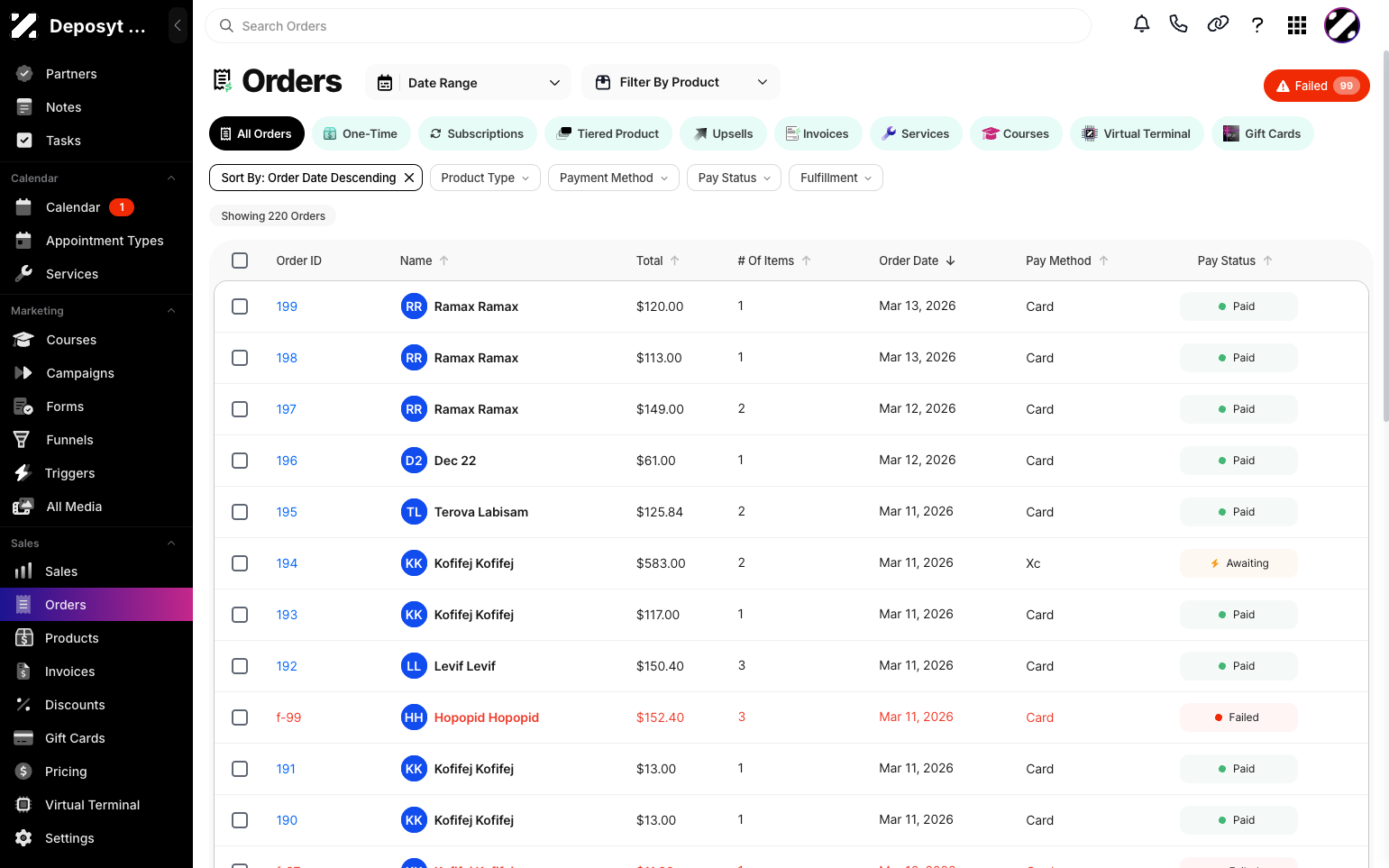 Step 2: You will then be navigated to the Orders tab. 
