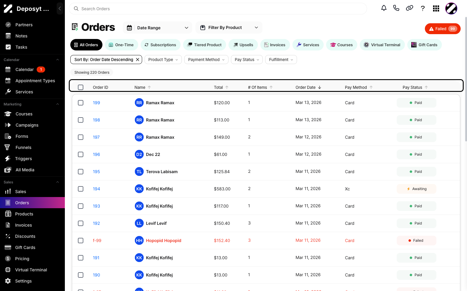Step 2: You will then be navigated to the Orders tab.